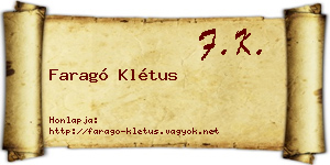 Faragó Klétus névjegykártya